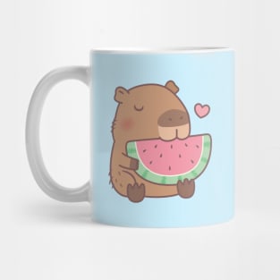 Cute Capybara Eating Watermelon Mug